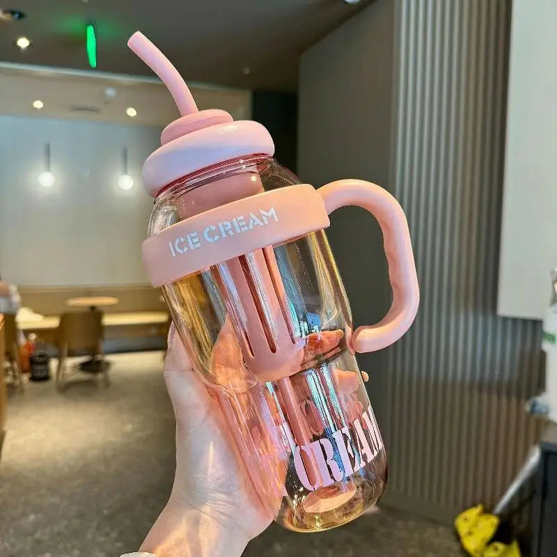 Cute Portable Children's Plastic Cup Leakproof Straw Sports Water Qme A3 1300ml