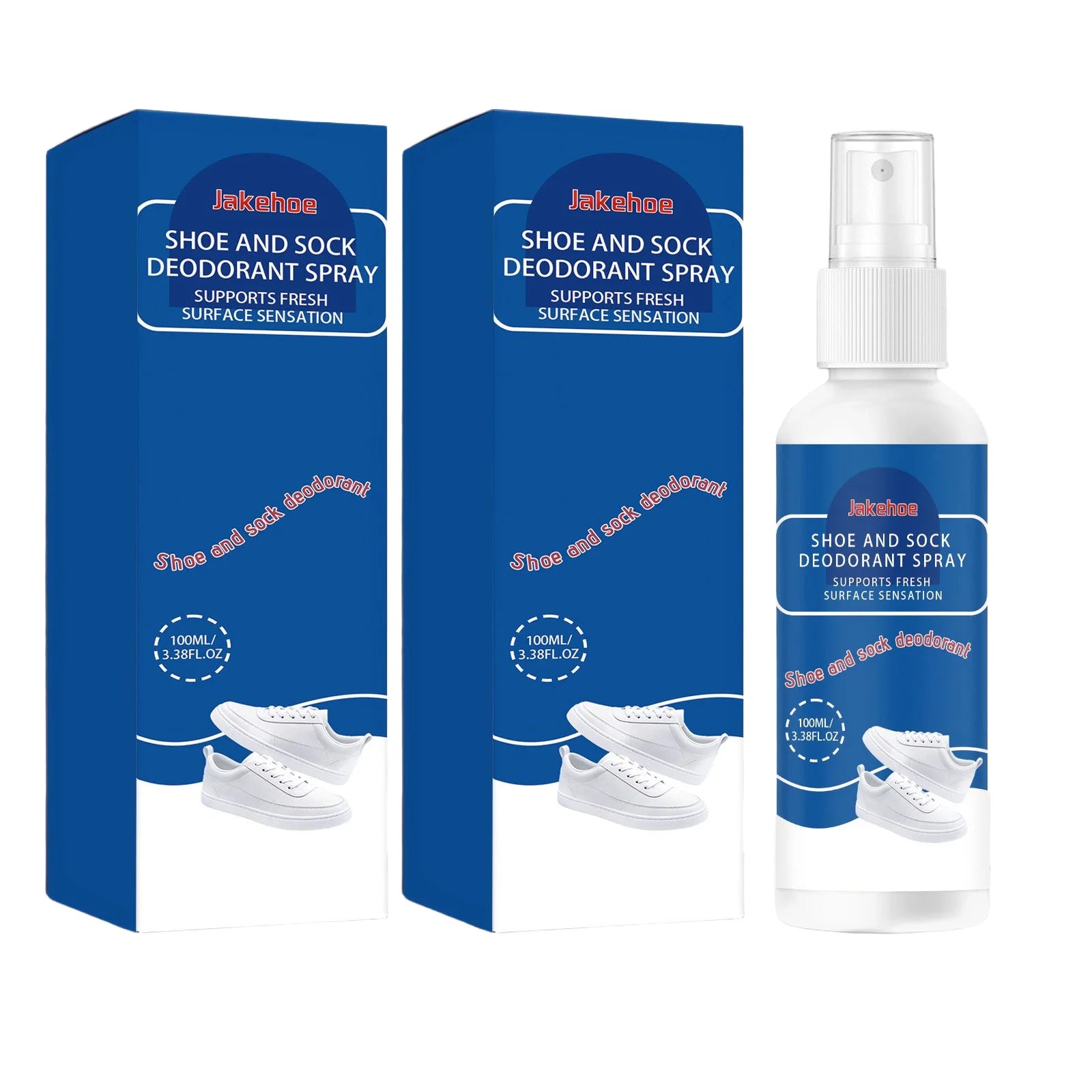 Shoe & Sock Deodorant Spray Neutralizing Unpleasant Odor Reducing Bacterial Growth Quick-Dry Deodorizer Footwear Freshener Spray Qme 2 x 100ml Boxed