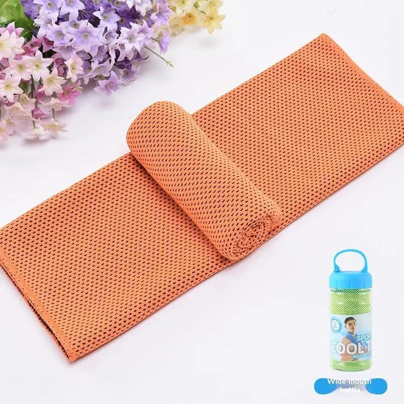 Breathable Cooling Towel Ultra Soft Microfiber Quick Drying Sunstroke Prevention Outdoor Sports Qme Orange