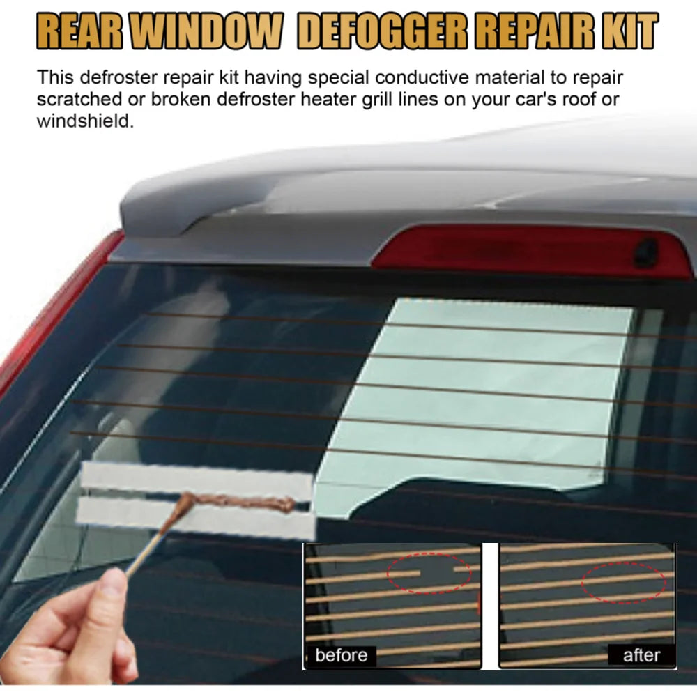 Car Rear Window Defogger Repair Kit DIY Quick Repair Scratched Broken Defroster Fix Heater Glass Lines Defroster Accessories Qme Default Title