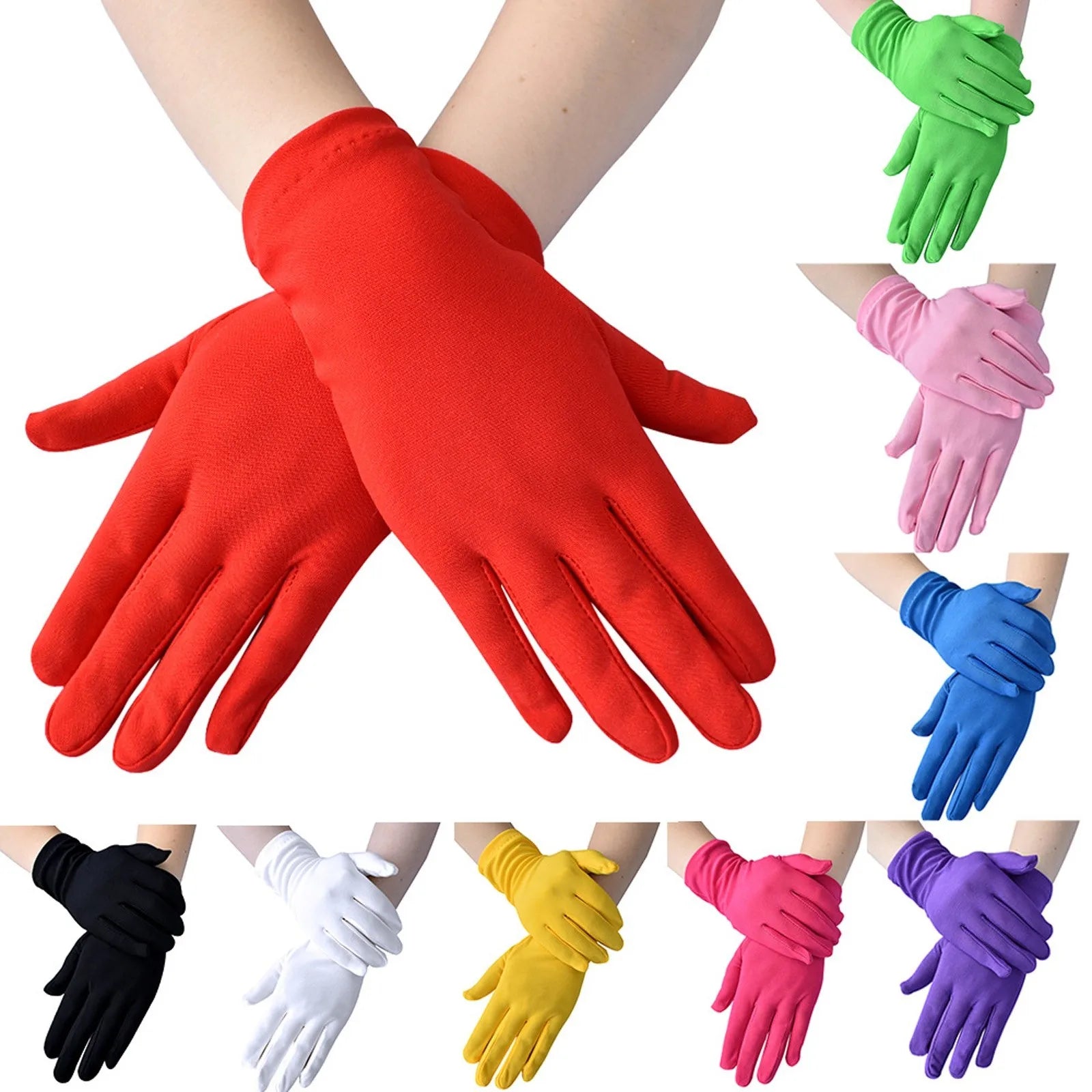Women and Men Multicolor Stage Performance Masquerade Party Cosplay Opera Accessories Multipropose Etiquette Mittens Qme