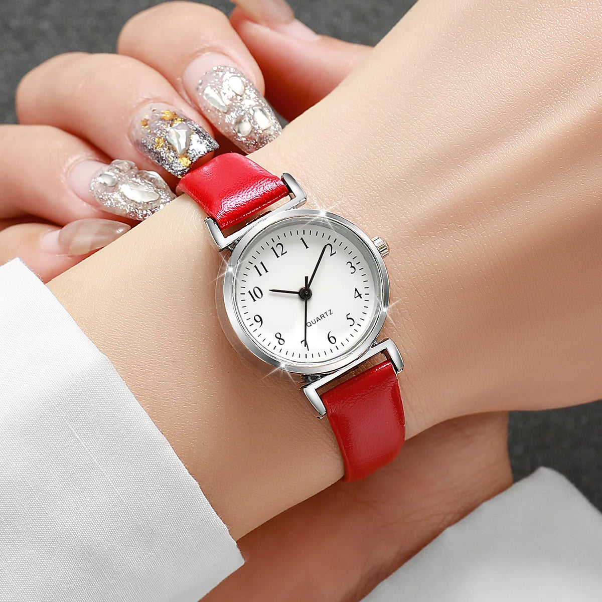 Moda pequeno mostrador feminino relógios simples pulseira de couro analógico relógio de pulso de quartzo para senhoras reloj muj Qme 4