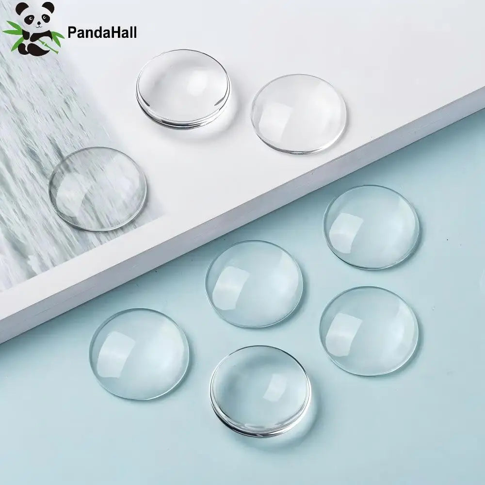 PandaHall 200pcs Professional Glass Cabochons 8 10 12 14 16 18 20 25mm Clear Dome for Precision Jewelry Mounting & Settings Qme