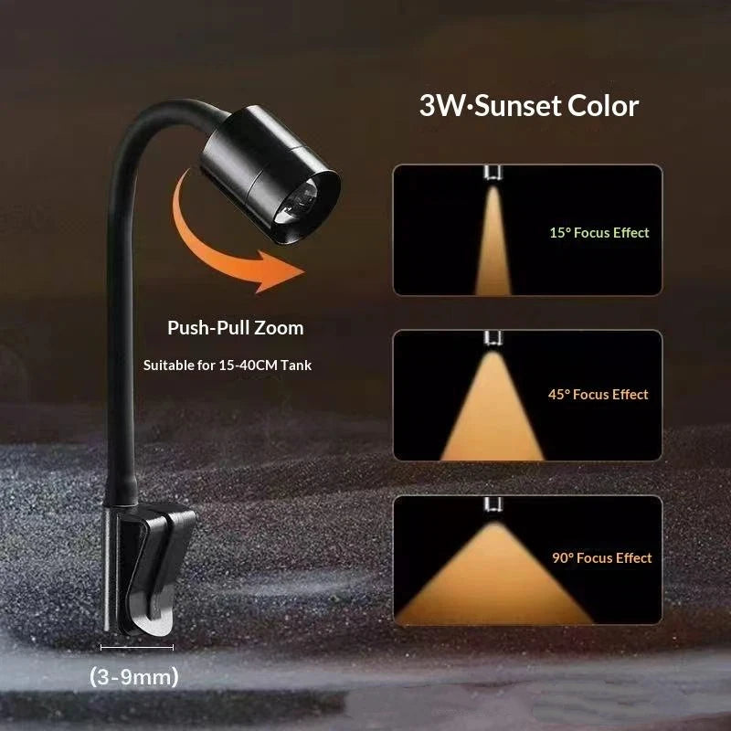 Aquascape Decor Focus Lighting Zoomable LED Fish Tank Lamp 3W South Qme A1