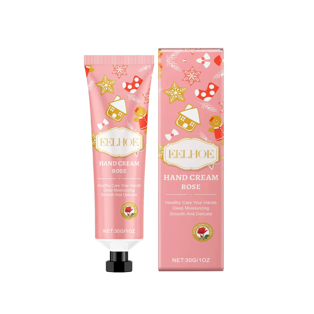 Christmas Hand Cream Moisturizing Refreshing Hand Cream for Dry Cracked Skin Nourishing Anti-Drying Smooth Winter Hydration 30g Qme Rose
