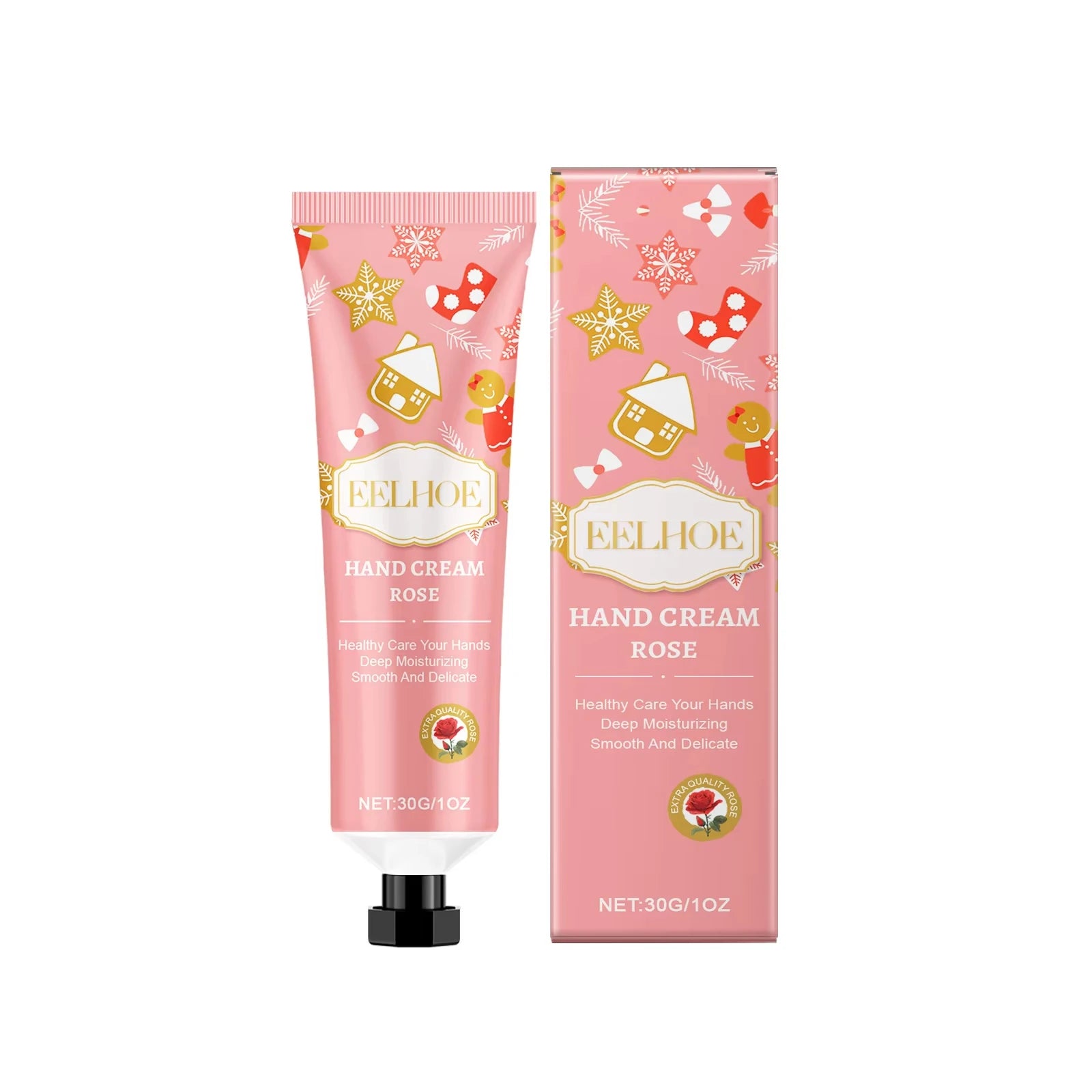 Christmas Hand Cream Moisturizing Refreshing Hand Cream for Dry Cracked Skin Nourishing Anti-Drying Smooth Winter Hydration 30g Qme Rose