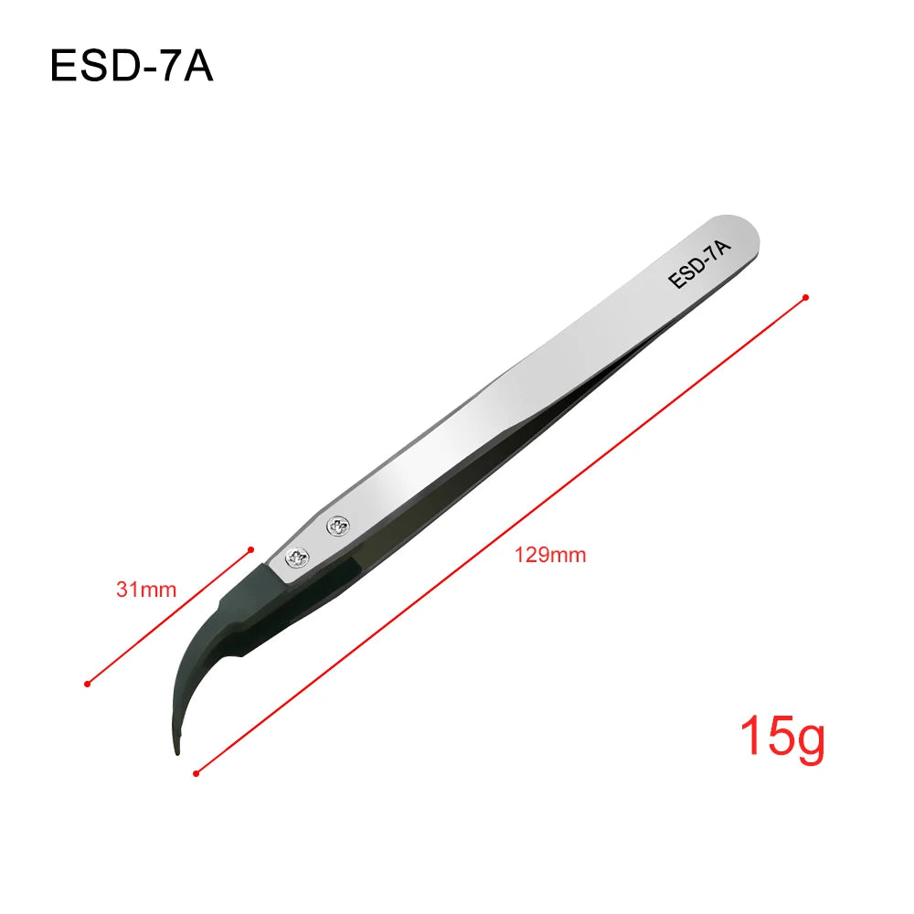 Industrial Tweezers Electronics Anti-static Curved Straight Tip Qme Ceramic head 7A