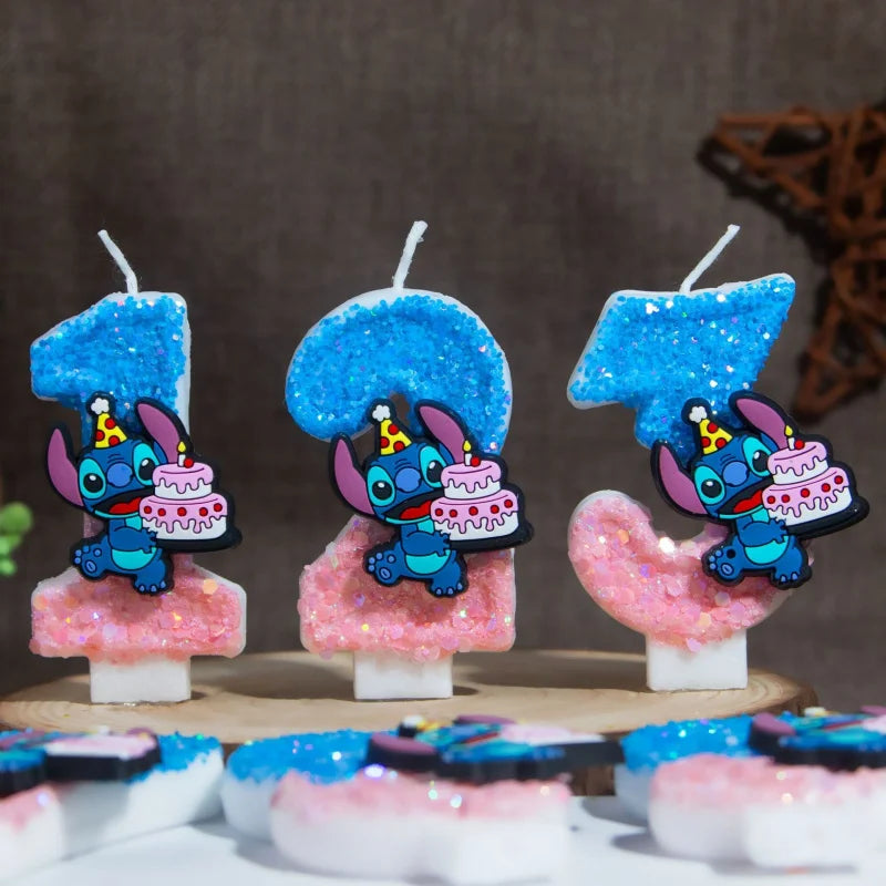 Prince Stitch Digital Candles New Ultra-Glittery Design Birthday Cake Decorations with Festive Candles Qme