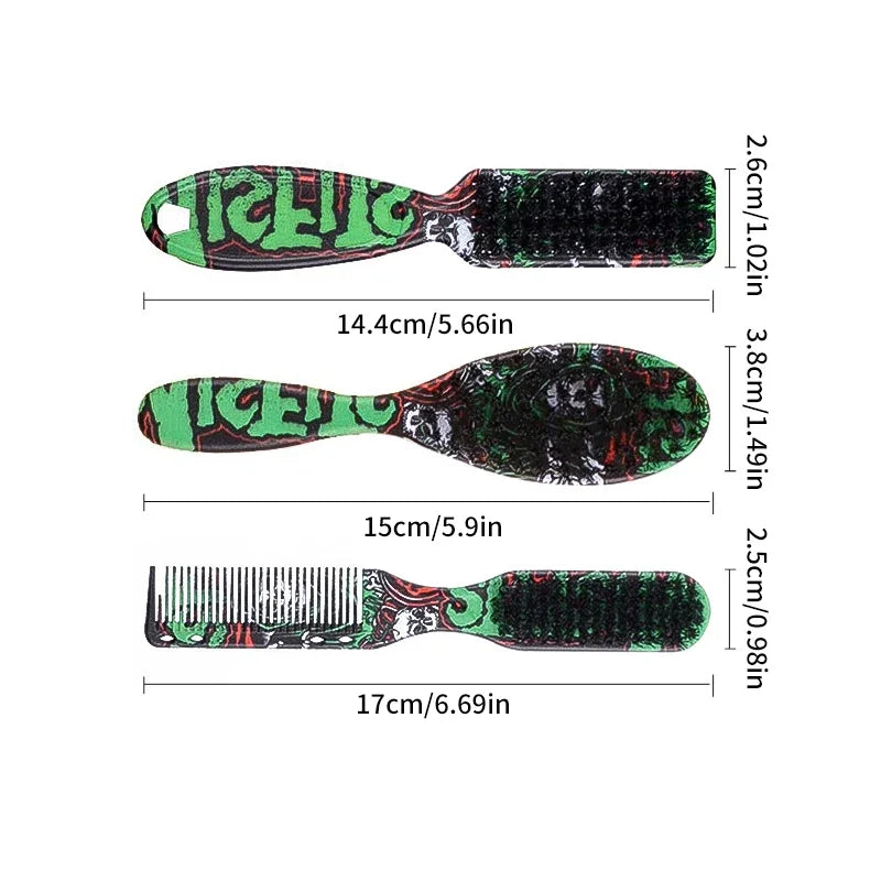 Double-sided Professional Barber Neck Dusting Horse Hair Brushes Oil Head Brush Face Mustache Salon Cleaning Hair Cutting Comb Qme