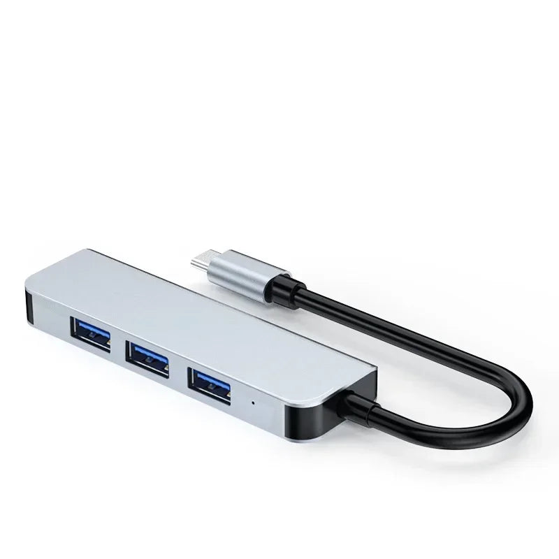 New Adapter 4 USB Ports Long-lasting Lightweight 5Gbps Transmission DC 5V 0.9A Compact Type-C Adapter for Mobile Phone Qme