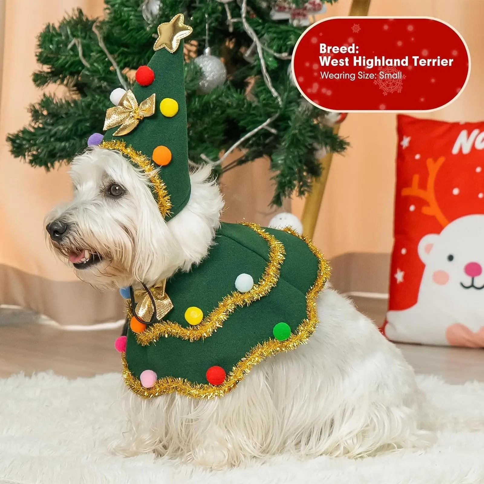 Puppy Christmas Outfit Tree Pet Funny Costumes Party Gathering Qme