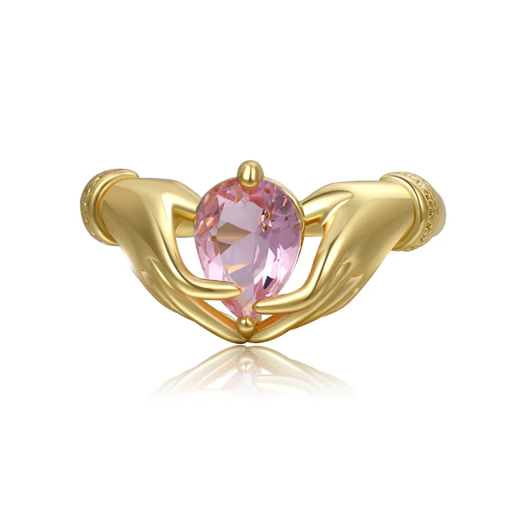 New Women Girls Hand Rizeable Ring Creative Love Hug Love Stone Ring Fashion Lady Open Ring Jewelry Gifts for Lovers Femme Qme