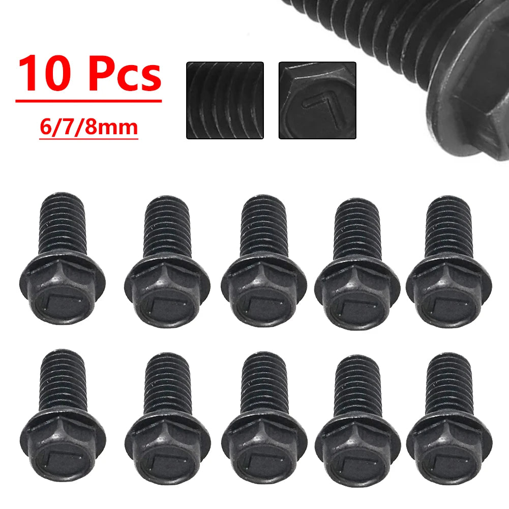 10 Pcs Saw Blade Screw M8 M7 M6 Left Hand Thread Hex Flange 6mm/7mm/ 8mm For Cutting Machine High Strength And Hardness Qme