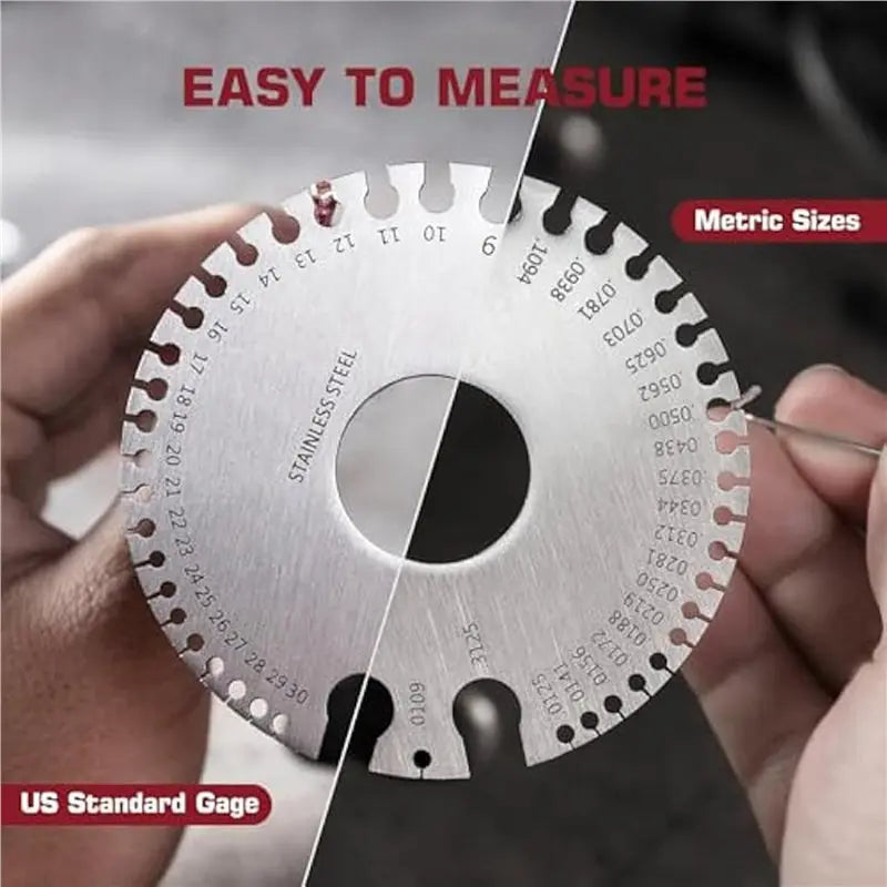 A02F-2X Wire Gauge Measuring Tool&Gauge Thickness Tool, Stainless Steel Sheets Welding Material Thickness Gauge Dual-Sided Qme