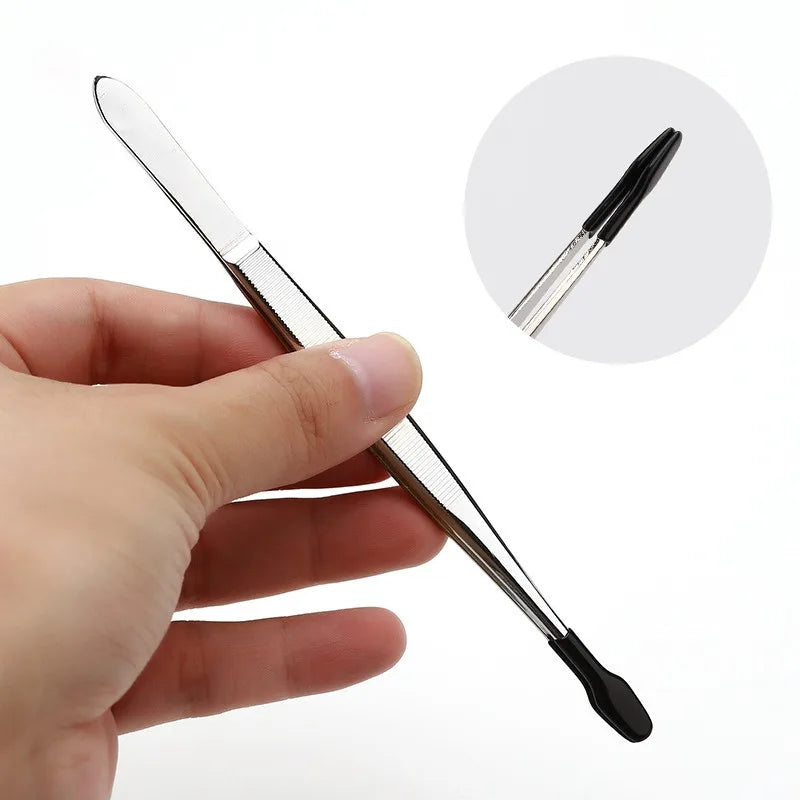 Black Silicone Tips Tweezers Stainless Steel Straight Curved False Eyelash Tweezers Hair Removal Makeup Tool Picking Tool Qme