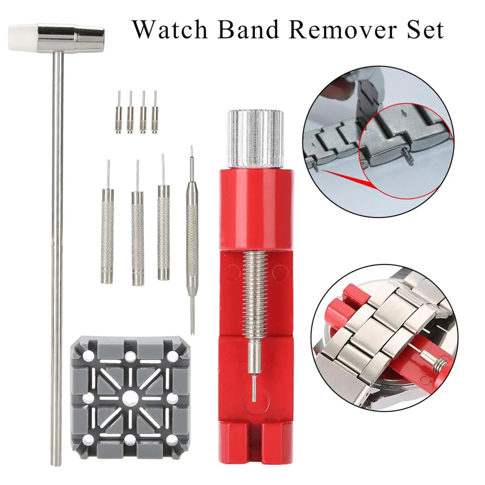 Watch Repair Tool Set Strap Link Holder Hammer Punch Pin Remover Wristwatch Kit Watchmaker Watch Band Tool for Watchmaker Qme