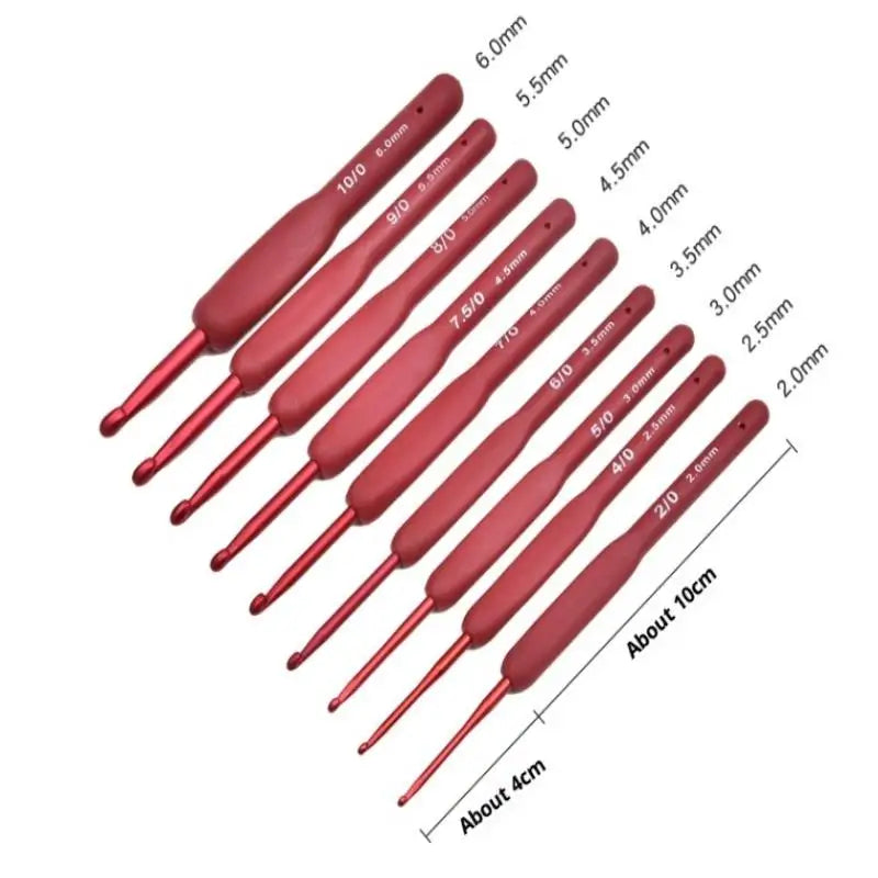 Red Crochet Hook Ergonomic Handle Hands Extra Long Knitting Needles Qme