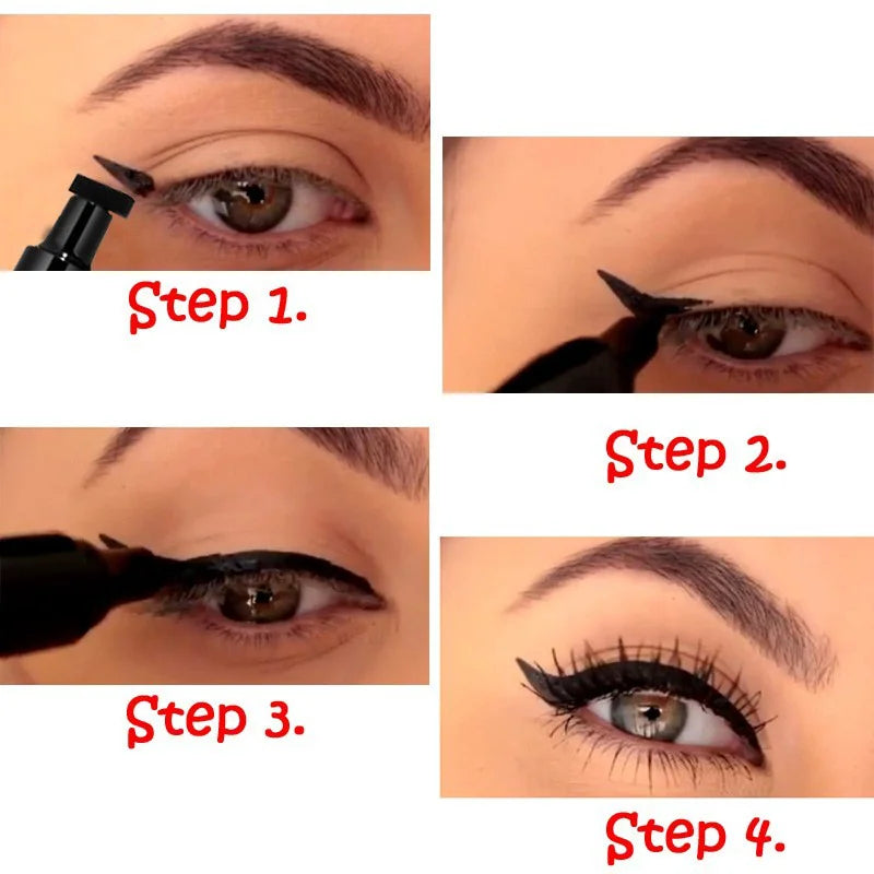 Double-ended Waterproof Eyeliner Stamp Pen Fast-drying Smudge-proof Qme