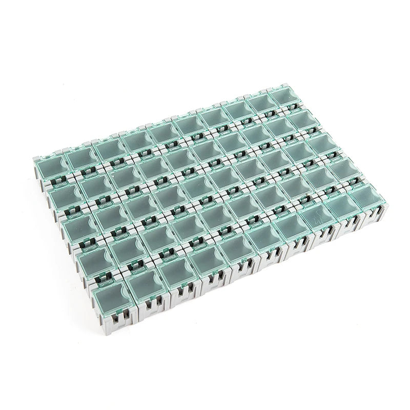 50Pcs/Set SMD SMT Electronic Component Container Mini Storage Boxes kit desk organizer Qme Gray
