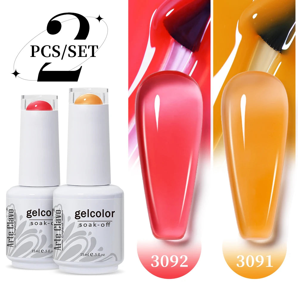 Arte Clavo Jelly Nail Gel Polish Supplies Purple Pink Red Blue Green