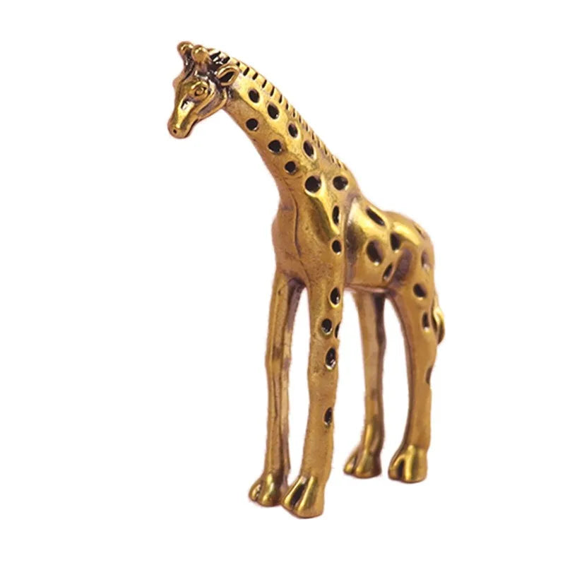 Vintage Brass Giraffe Ornament Office Desk Desktop Decoration Tea Pet Qme A