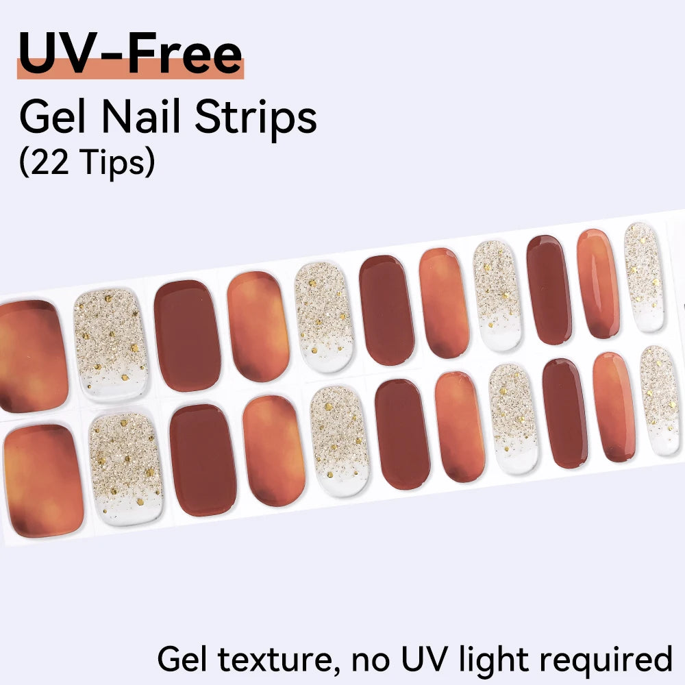 22Tips Sparkling Leopard Pattern Full Cover Nail Stickers French Qme BSA-0264