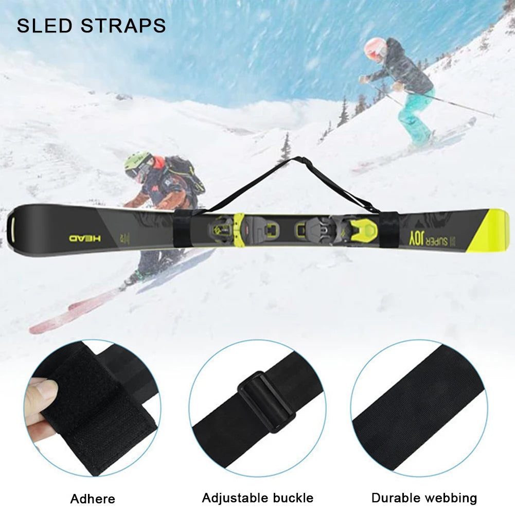Ski Shoulder Carrier Strap Adjustable Ski Strap & Pole Carrier Portable Ski Holder Straps Skiing Accessories Qme