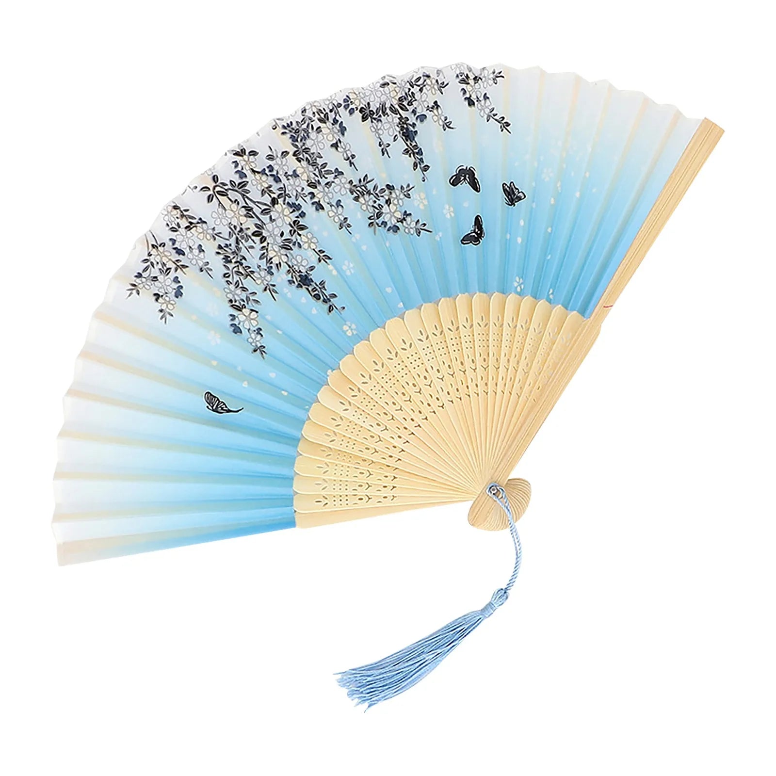 Chinese Style Folding Wood Dance Fans Hollow Ribs Elegant Vintage Style Trim Handheld Fan Foldable Wedding Party Home Decor Qme