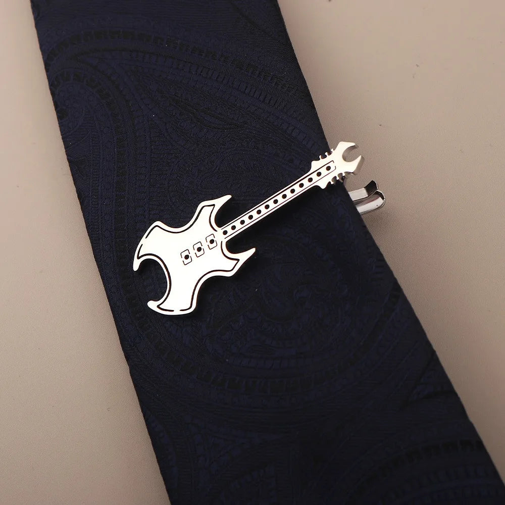 Treble Clef Guitar Tie Clip Titanium Steel Punk Music Note Pin Qme Style 16