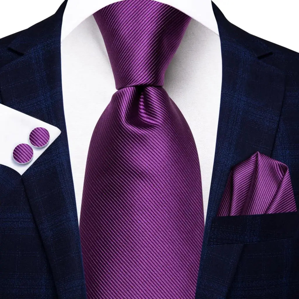 Hi-tie Men Fashion Solid Green Blue Necktie Handkerchief Cufflinks Qme SN-3724