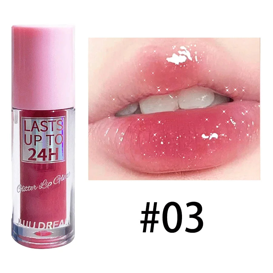Flowing Light Glitter Lip Glaze Moisturizing Gloss Oil Tint Qme Grape wine