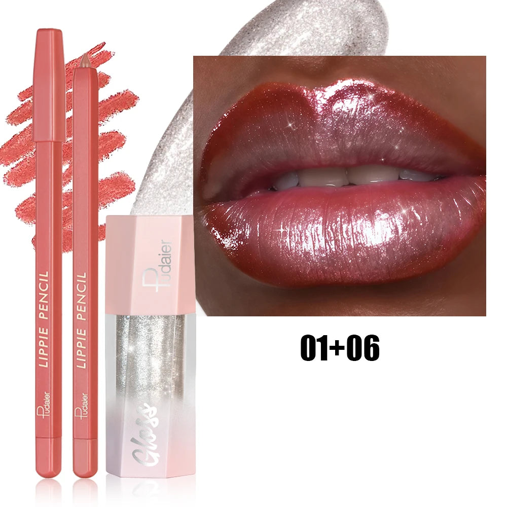 Lip Liner Shimmer Gloss Defining Sparkling Plumping Long Lasting Qme 01 06