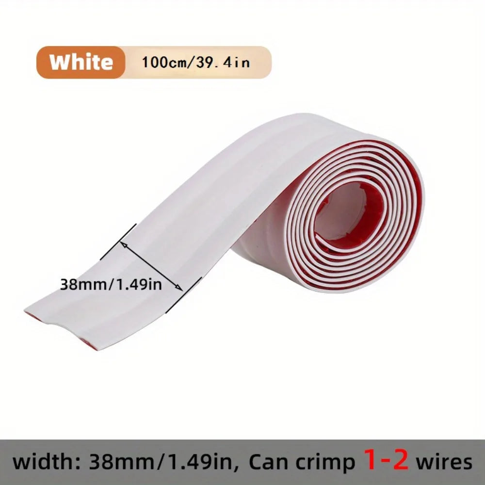 Floor Cord Cover,PVC Cable Protector,Extension Protect Wires&prevent Trips,,Self-adhesive, Suitable For Floors,wall And Desktop Qme