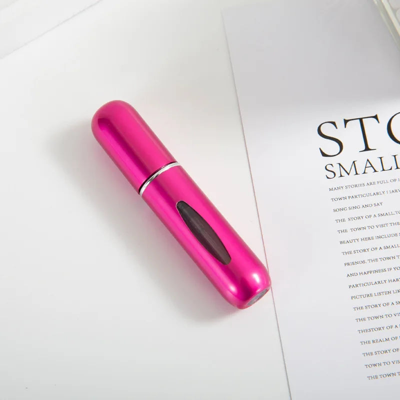 1/3/5/10pcs travel Leak portable mini perfume bottle with Bottom Fill Function aluminum refillable 5ml spray bottle Qme rose red Metal 5ml