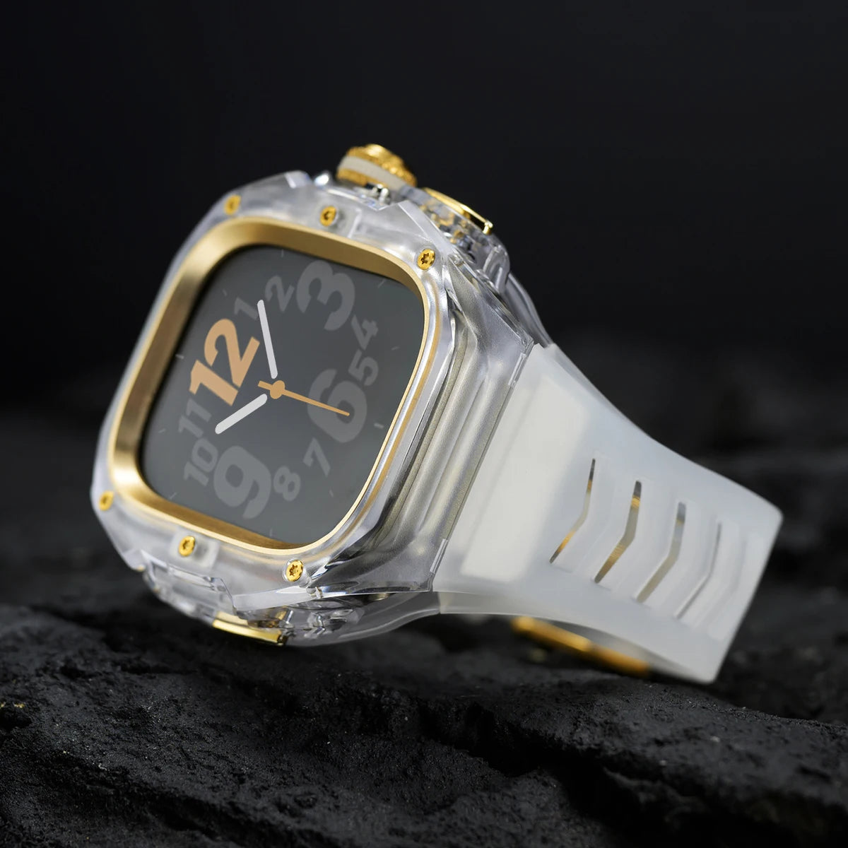 Refit Mod For Apple Watch Ultra 3/2 49mm Transparent Case Silicone Band Refit Kit For iWatch Series 11 Metal Butterfly Buckle Qme