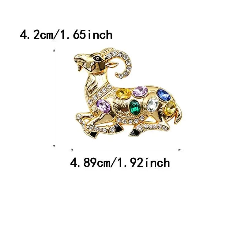 Lovely Goat Brooches For Women Unisex Rhinestone Beautiful Year Of The Sheep Animal Brooch Pin New Year Gifts Qme