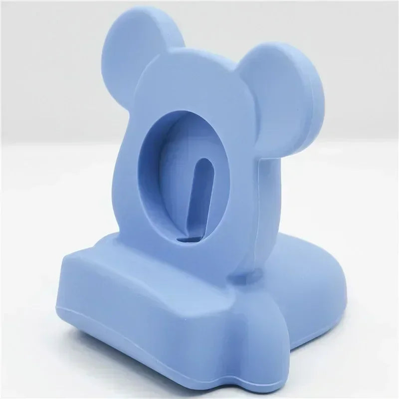 Desktop stand for Apple Watch Series 10 9 8 7 6 SE 5 and 4 iWatch silicone charger 46mm 44mm 42mm 41mm 40mm Watch charging stand Qme 02-Light Blue