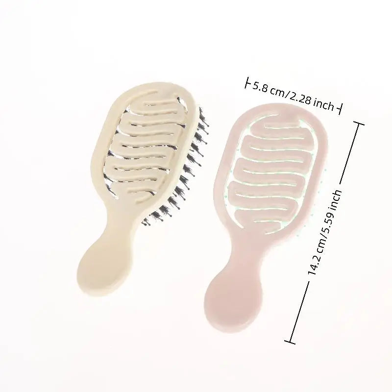 Mini Boar Bristle Hairbrush Women Scalp Massage Detangling Comb Wet Qme