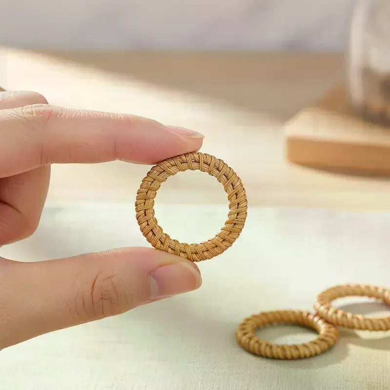 Bohemian Woven Napkin Rings Natural Rattan Rustic Home Wedding Dining Qme