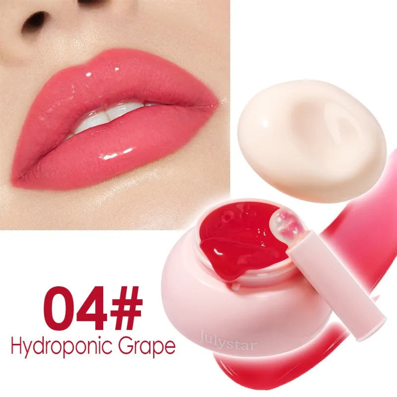 Long-lasting Moisturizing Solid Lip Jelly Red Tinted Lip & Cheek Jam Lip Balm Smooth Gloss Jelly LipGloss Water Light Lipsticks Qme 04