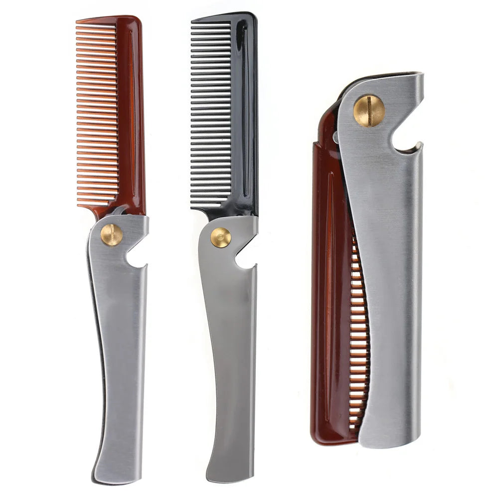 Folding Beard Comb Moustache Comb Beard Comb Folding Moustache Shaping Comb Stainless Steel Round Comb Teeth Beard Comb Qme