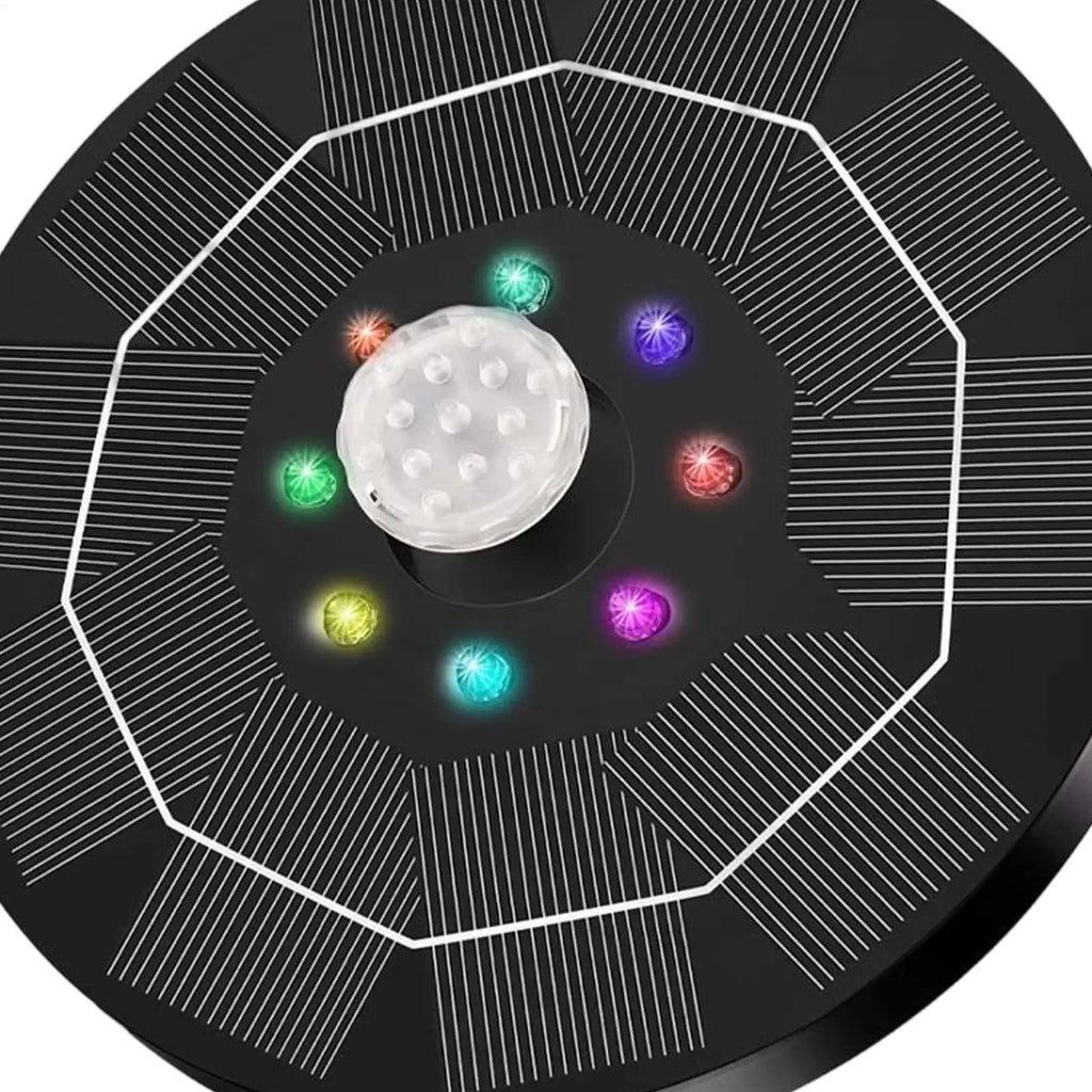 Solar Bird Bath Fountains With Colorful LED Lights 6 Nozzles 1500mAh Solar Water Fountain Outdoor For Patio Yard Outdoor Garden Qme