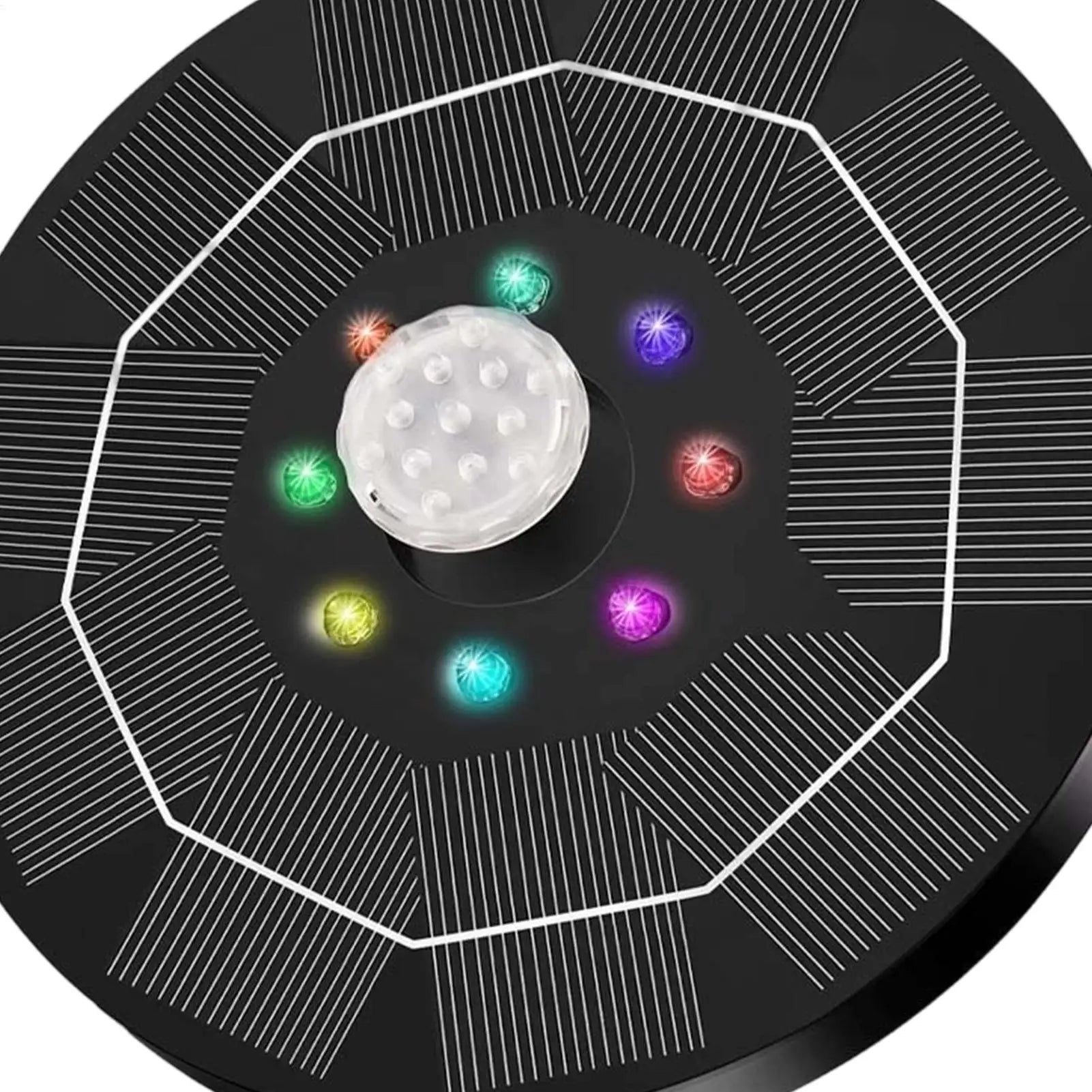Solar Bird Bath Fountains With Colorful LED Lights 6 Nozzles 1500mAh Solar Water Fountain Outdoor For Patio Yard Outdoor Garden Qme