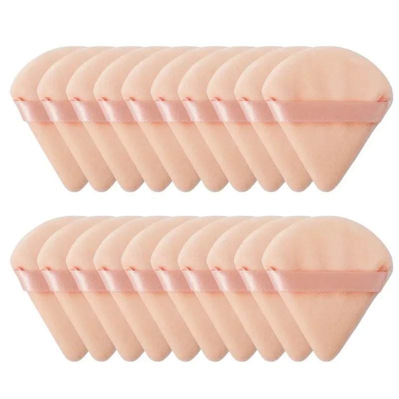 Triangle Velvet Powder Puff Wet Dry Loose Powder Liquid Cosmetic Soft Plush Powder Puff Makeup Foundation Washable Makeup Tool Qme 20PCS-flesh color