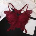 Sweet Backless Butterfly Bras Slim Fit Padded Lace Camisole Flower Qme Red 32-36AB One Size