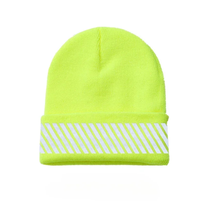 New Knitted Fluorescent Cute Autumn Winter Bonnet for Women Girls Ladies Casual Warmer Caps Qme Fluorescent yellow