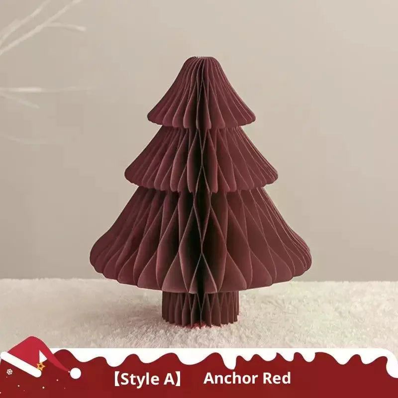 Christmas Tree Ornament 3D Honeycomb Ball Folding Paper Xmas Tree Desktop Hanging Xmas Decor Qme