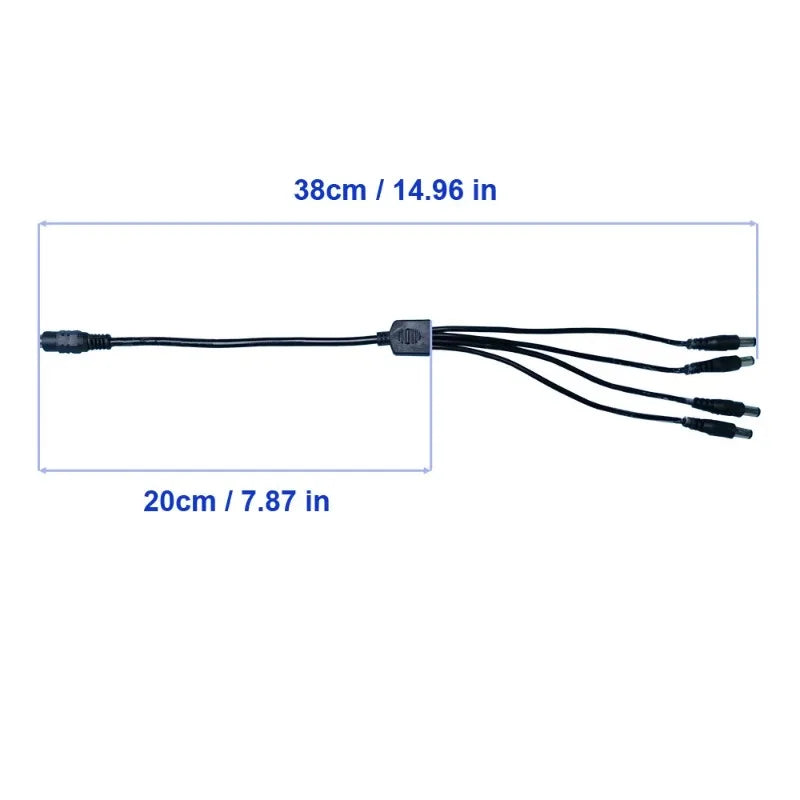 5pcs DC Power Y Splitter Adapter 5.5mmx2.1mm 1 Female to 2/4 Male Wire Plug for Security CCTV Camera Router LED Modem Qme