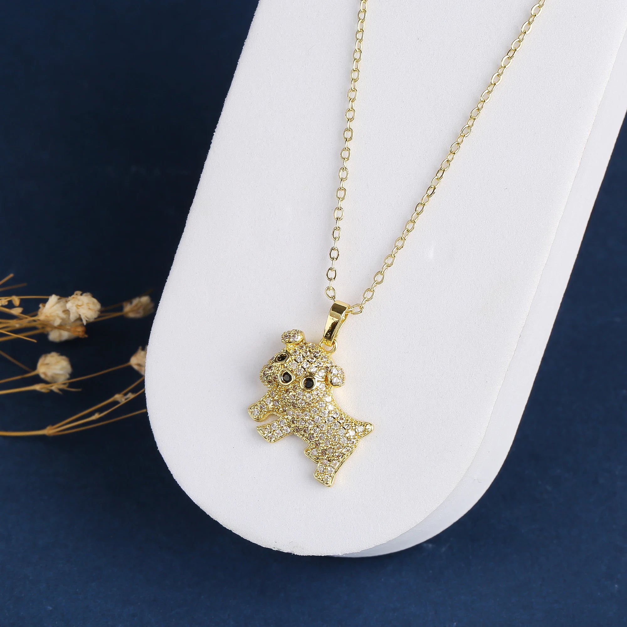 9 Style Luxury Shiny Zirconia Animal Puppy Elephant Leopard Pendant Necklace for Man Woman Party Gold Plated Jewelry Daily Wear Qme 5