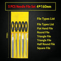Mini Metal File Set16cm Assorted Needle Files Flat Round Triangle Half Round Hand File for Metal Wood Jewelry Polishing DIY Tool Qme 5pcs